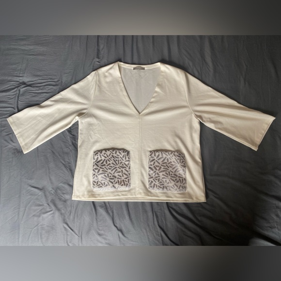 White Zara Vneck Top - Picture 1 of 6